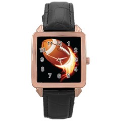 Super Football American Sport Fire Rose Gold Leather Watch  by Mariart