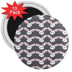 Tagged Bunny Illustrator Rabbit Animals Face 3  Magnets (10 Pack)  by Mariart