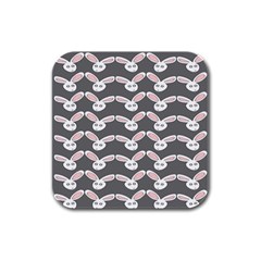 Tagged Bunny Illustrator Rabbit Animals Face Rubber Square Coaster (4 Pack)  by Mariart