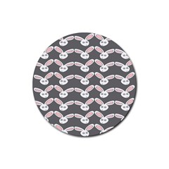 Tagged Bunny Illustrator Rabbit Animals Face Rubber Round Coaster (4 Pack)  by Mariart