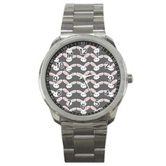 Tagged Bunny Illustrator Rabbit Animals Face Sport Metal Watch by Mariart