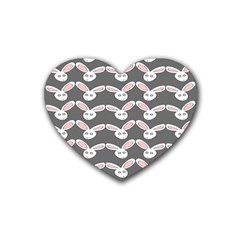 Tagged Bunny Illustrator Rabbit Animals Face Rubber Coaster (heart)  by Mariart