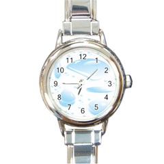 Water Drops Bubbel Rain Blue Circle Round Italian Charm Watch by Mariart