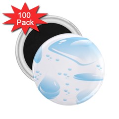 Water Drops Bubbel Rain Blue Circle 2 25  Magnets (100 Pack) 