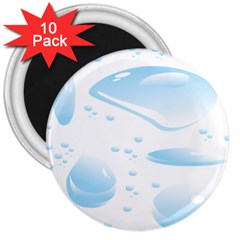 Water Drops Bubbel Rain Blue Circle 3  Magnets (10 Pack)  by Mariart