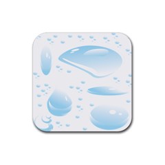 Water Drops Bubbel Rain Blue Circle Rubber Coaster (square)  by Mariart