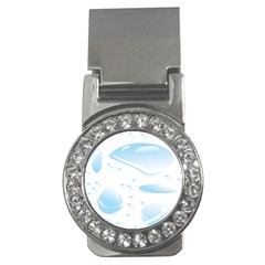 Water Drops Bubbel Rain Blue Circle Money Clips (cz) 