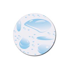 Water Drops Bubbel Rain Blue Circle Rubber Round Coaster (4 Pack)  by Mariart