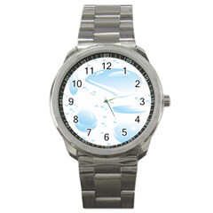 Water Drops Bubbel Rain Blue Circle Sport Metal Watch by Mariart