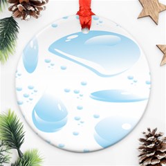 Water Drops Bubbel Rain Blue Circle Round Ornament (two Sides) by Mariart