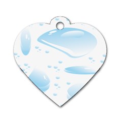 Water Drops Bubbel Rain Blue Circle Dog Tag Heart (one Side) by Mariart