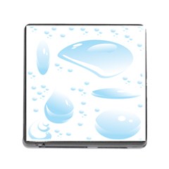 Water Drops Bubbel Rain Blue Circle Memory Card Reader (square) by Mariart