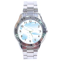 Water Drops Bubbel Rain Blue Circle Stainless Steel Analogue Watch by Mariart