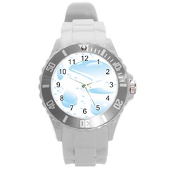 Water Drops Bubbel Rain Blue Circle Round Plastic Sport Watch (l) by Mariart