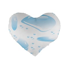 Water Drops Bubbel Rain Blue Circle Standard 16  Premium Heart Shape Cushions