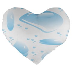 Water Drops Bubbel Rain Blue Circle Large 19  Premium Heart Shape Cushions