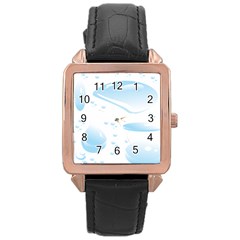 Water Drops Bubbel Rain Blue Circle Rose Gold Leather Watch  by Mariart