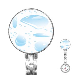 Water Drops Bubbel Rain Blue Circle Stainless Steel Nurses Watch by Mariart