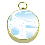 Water Drops Bubbel Rain Blue Circle Gold Compasses Front