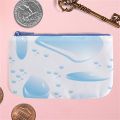 Water Drops Bubbel Rain Blue Circle Large Coin Purse