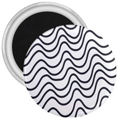 Wave Waves Chefron Line Grey White 3  Magnets