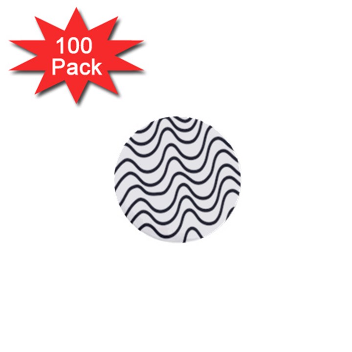 Wave Waves Chefron Line Grey White 1  Mini Buttons (100 pack) 