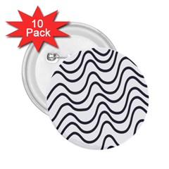 Wave Waves Chefron Line Grey White 2 25  Buttons (10 Pack) 