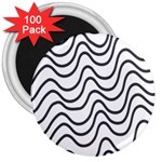 Wave Waves Chefron Line Grey White 3  Magnets (100 pack) Front