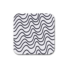 Wave Waves Chefron Line Grey White Rubber Square Coaster (4 Pack)  by Mariart