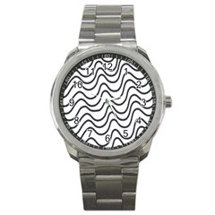 Wave Waves Chefron Line Grey White Sport Metal Watch by Mariart