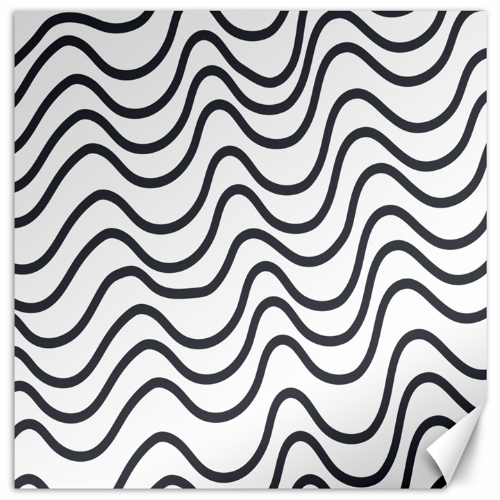 Wave Waves Chefron Line Grey White Canvas 16  x 16  