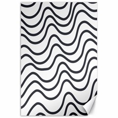 Wave Waves Chefron Line Grey White Canvas 24  X 36 