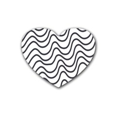 Wave Waves Chefron Line Grey White Heart Coaster (4 Pack) 