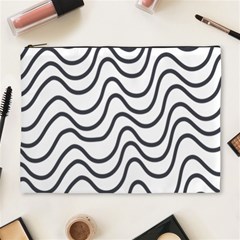 Wave Waves Chefron Line Grey White Cosmetic Bag (xl)