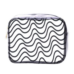 Wave Waves Chefron Line Grey White Mini Toiletries Bags by Mariart