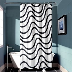 Wave Waves Chefron Line Grey White Shower Curtain 36  X 72  (stall) 