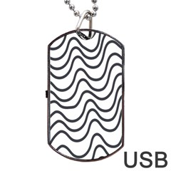 Wave Waves Chefron Line Grey White Dog Tag Usb Flash (two Sides) by Mariart