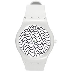 Wave Waves Chefron Line Grey White Round Plastic Sport Watch (m) by Mariart