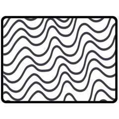 Wave Waves Chefron Line Grey White Double Sided Fleece Blanket (large) 