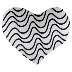 Wave Waves Chefron Line Grey White Large 19  Premium Flano Heart Shape Cushions