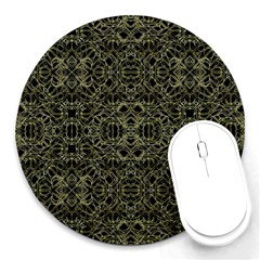 Golden Geo Tribal Pattern Round Mousepads by dflcprints