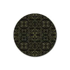 Golden Geo Tribal Pattern Rubber Coaster (round)  by dflcprints