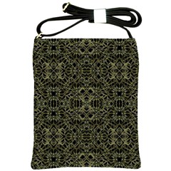 Golden Geo Tribal Pattern Shoulder Sling Bags by dflcprints