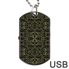 Golden Geo Tribal Pattern Dog Tag Usb Flash (two Sides) by dflcprints