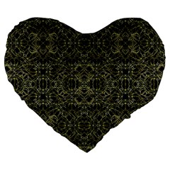 Golden Geo Tribal Pattern Large 19  Premium Heart Shape Cushions by dflcprints