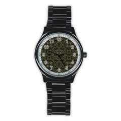 Golden Geo Tribal Pattern Stainless Steel Round Watch by dflcprints