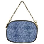 Blue Romantic Flower Pattern Denim Chain Purses (One Side)  Front