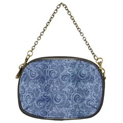 Blue Romantic Flower Pattern Denim Chain Purses (two Sides)  by Ivana