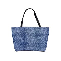 Blue Romantic Flower Pattern Denim Shoulder Handbags by Ivana