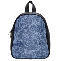 Blue Romantic Flower Pattern Denim School Bags (small)  by Ivana